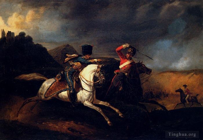 艾米丽·珍·贺拉斯·贝内特 的油画作品 -  《马背上的两个士兵》