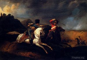 艺术家艾米丽·珍·贺拉斯·贝内特作品《马背上的两个士兵》