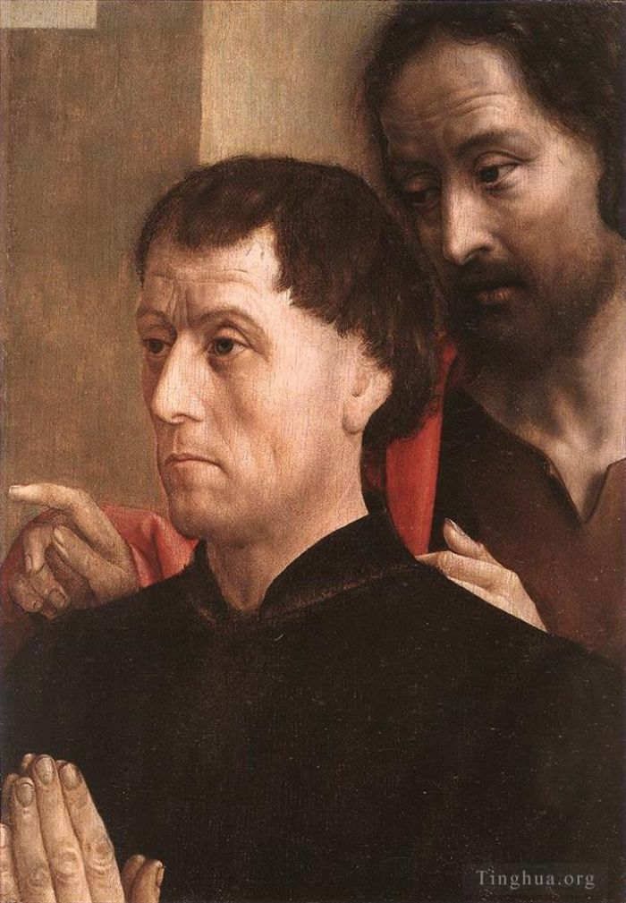 雨果·凡·德·古斯 的油画作品 -  《捐赠者与施洗者圣约翰的肖像》