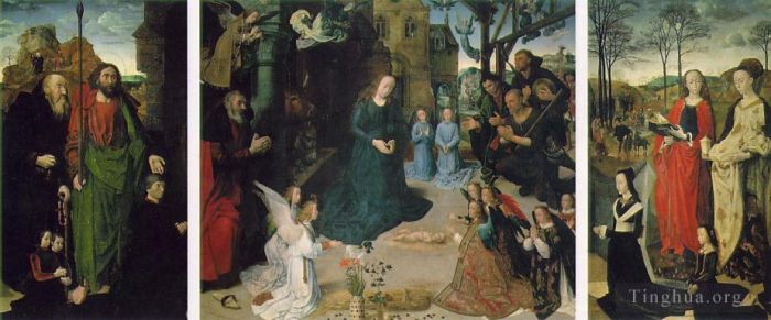 雨果·凡·德·古斯 的油画作品 -  《波尔蒂纳里三联画》