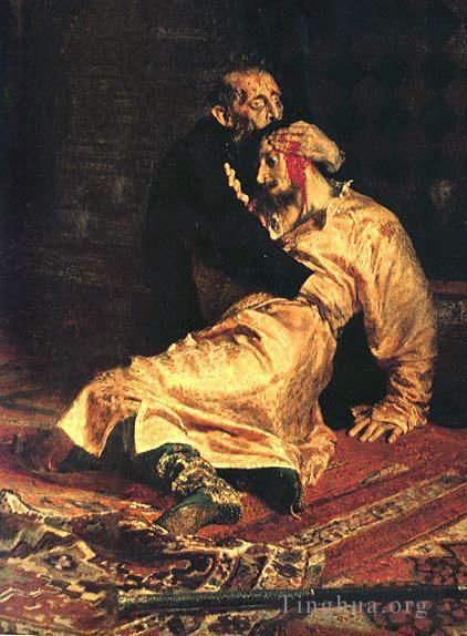 伊里亚·叶菲莫维奇·列宾 的油画作品 -  《伊凡雷帝和他的儿子俄罗斯现实主义》