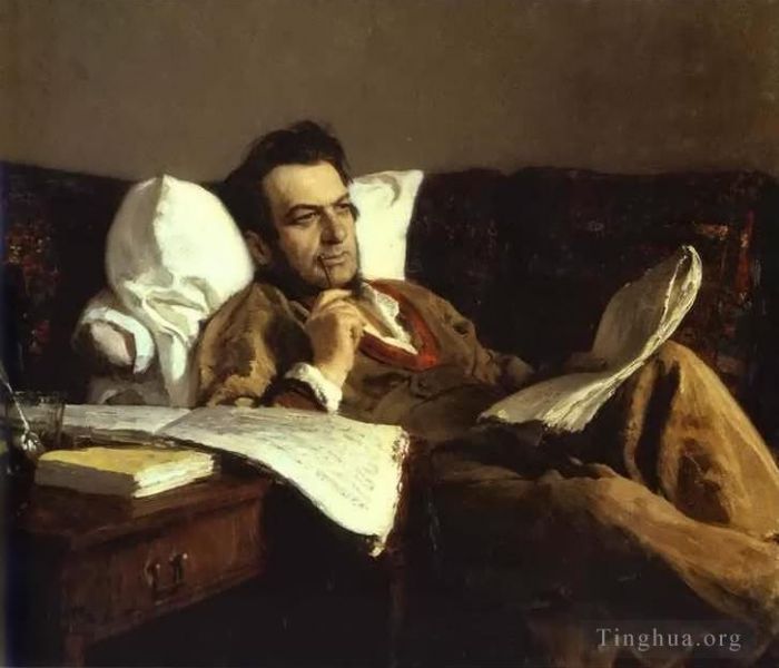 伊里亚·叶菲莫维奇·列宾 的油画作品 -  《米哈伊尔·格林卡,俄罗斯现实主义》