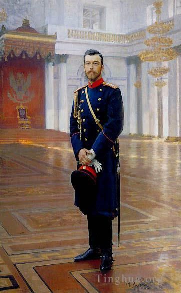 伊里亚·叶菲莫维奇·列宾 的油画作品 -  《俄罗斯末代皇帝尼古拉二世肖像,俄罗斯现实主义》