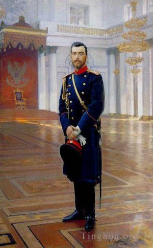 艺术家伊里亚·叶菲莫维奇·列宾作品《俄罗斯末代皇帝尼古拉二世肖像,俄罗斯现实主义》
