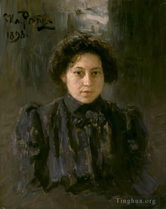 伊里亚·叶菲莫维奇·列宾 的油画作品 -  《艺术家女儿娜杰日达的肖像俄罗斯现实主义》