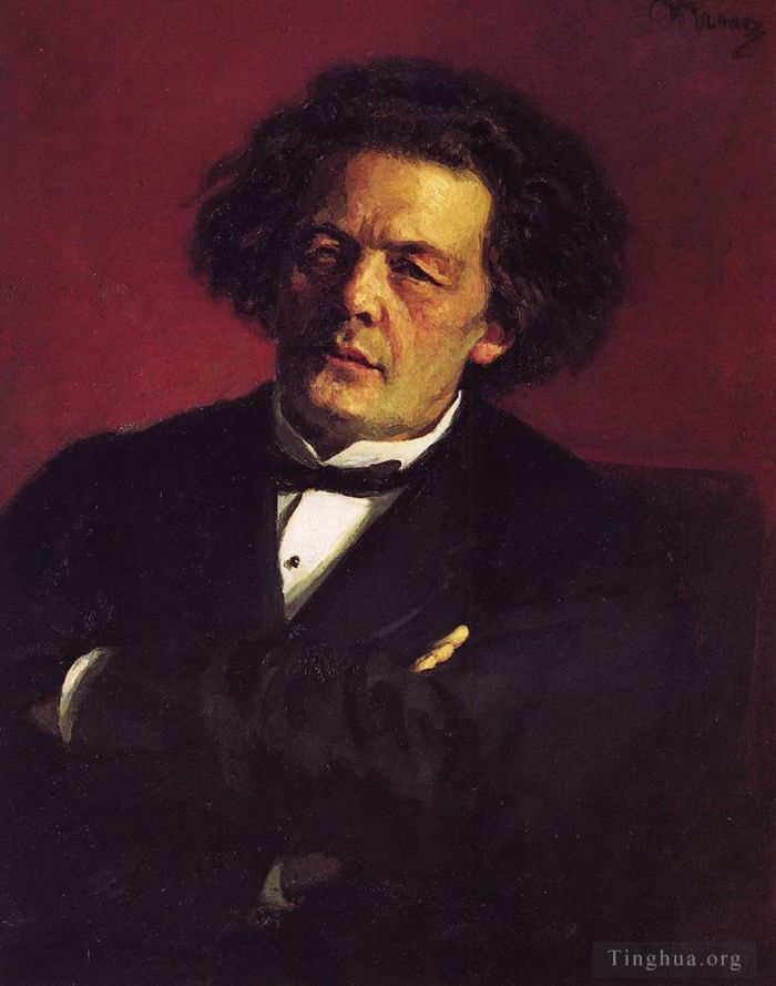 伊里亚·叶菲莫维奇·列宾 的油画作品 -  《钢琴家,指挥家和作曲家,AG,鲁宾斯坦的肖像俄罗斯现实主义》