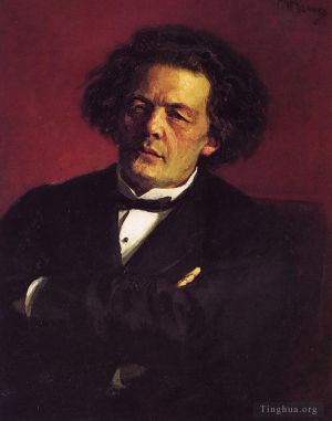 艺术家伊里亚·叶菲莫维奇·列宾作品《钢琴家,指挥家和作曲家,AG,鲁宾斯坦的肖像俄罗斯现实主义》