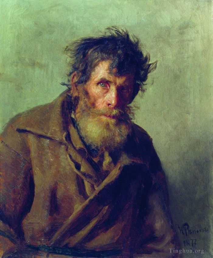 伊里亚·叶菲莫维奇·列宾 的油画作品 -  《害羞的农民,1877》