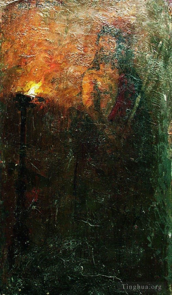 伊里亚·叶菲莫维奇·列宾 的油画作品 -  《看一个人,1867》