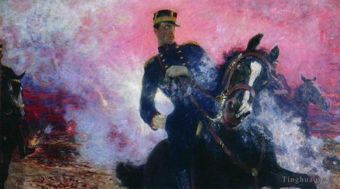 伊里亚·叶菲莫维奇·列宾 的油画作品 -  《1911914年大坝爆炸时的比利时国王阿尔伯特》