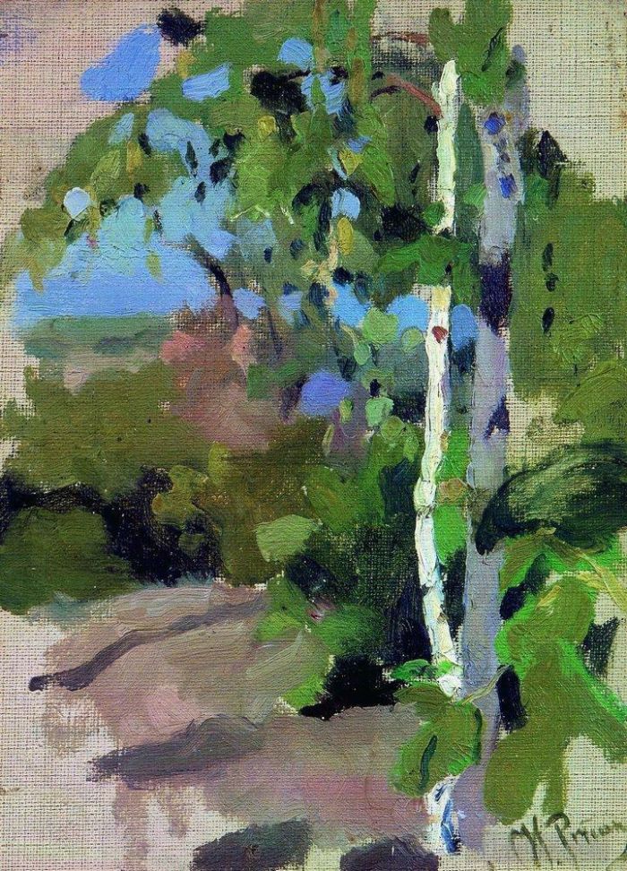 伊里亚·叶菲莫维奇·列宾 的油画作品 -  《白桦树阳光灿烂的日子》