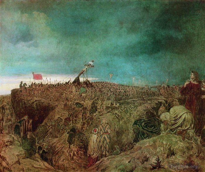 伊里亚·叶菲莫维奇·列宾 的油画作品 -  《各各他受难研究,1869》