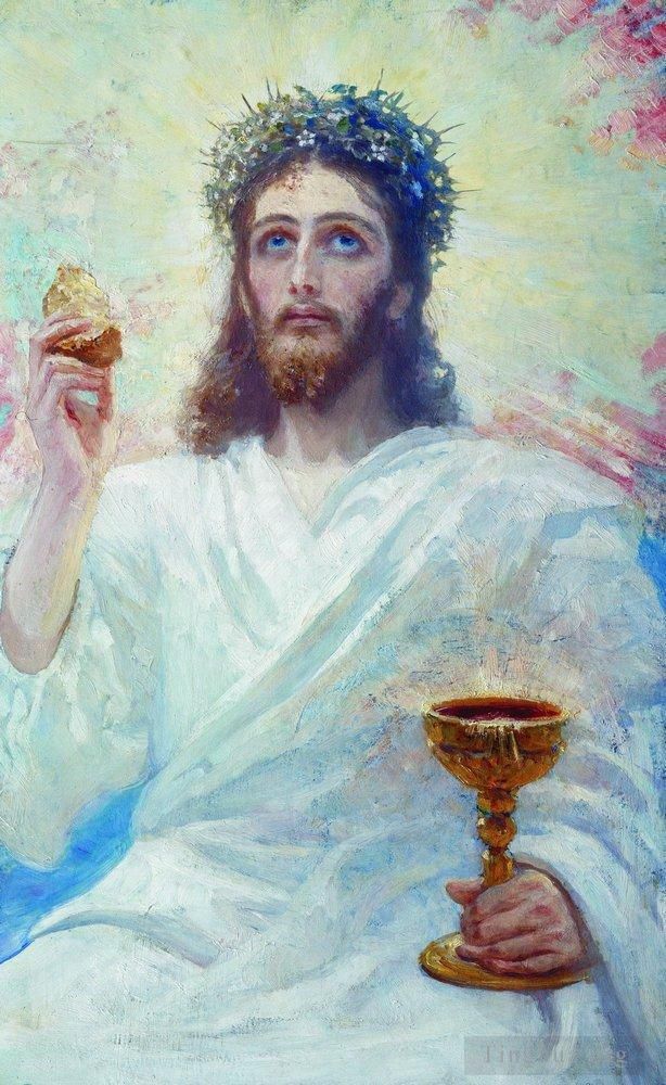伊里亚·叶菲莫维奇·列宾 的油画作品 -  《基督与碗,1894》