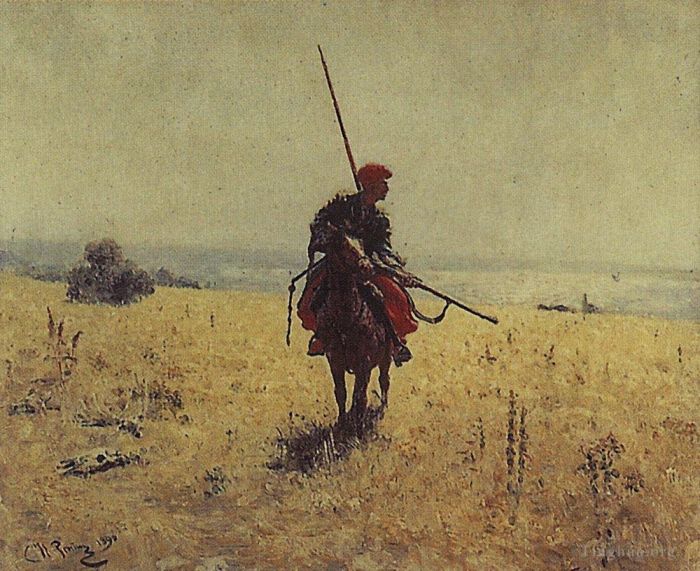 伊里亚·叶菲莫维奇·列宾 的油画作品 -  《草原上的哥萨克》