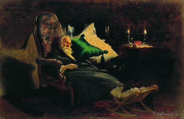 伊里亚·叶菲莫维奇·列宾 的油画作品 -  《费多尔·奇若夫逝世,1877,年》