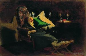 艺术家伊里亚·叶菲莫维奇·列宾作品《费多尔·奇若夫逝世,1877,年》