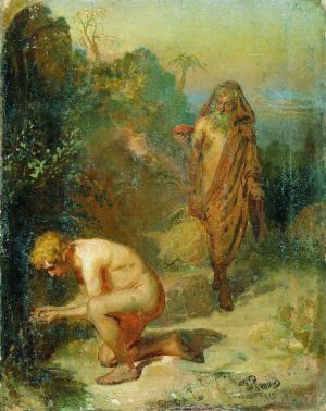 艺术家伊里亚·叶菲莫维奇·列宾作品《第欧根尼和男孩,1867》