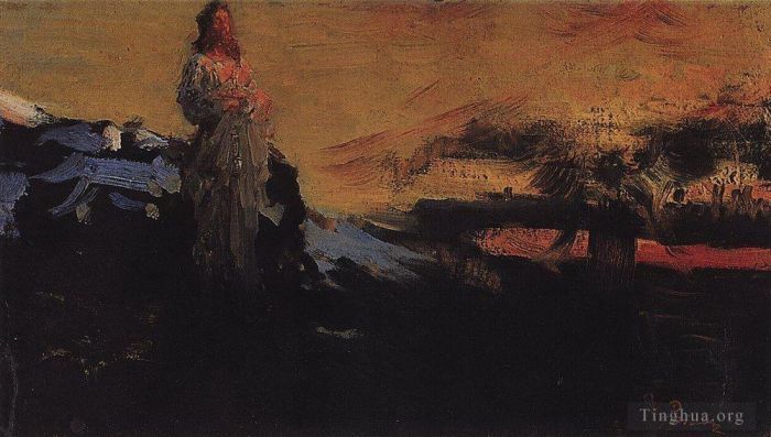 伊里亚·叶菲莫维奇·列宾 的油画作品 -  《跟着我撒旦,1891》