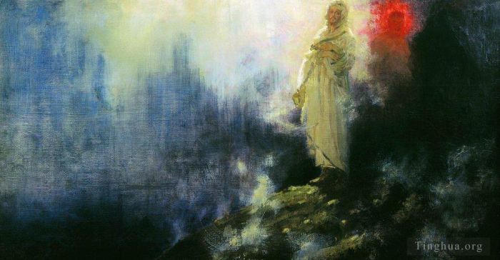 伊里亚·叶菲莫维奇·列宾 的油画作品 -  《跟随我撒旦》