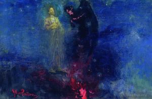 艺术家伊里亚·叶菲莫维奇·列宾作品《撒旦离我远点》
