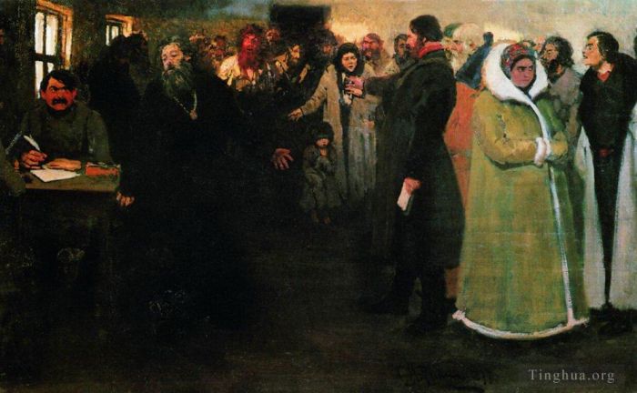 伊里亚·叶菲莫维奇·列宾 的油画作品 -  《中乡局1877》