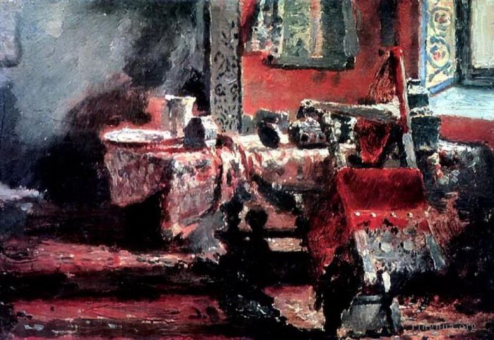 伊里亚·叶菲莫维奇·列宾 的油画作品 -  《室内练习曲,1883》