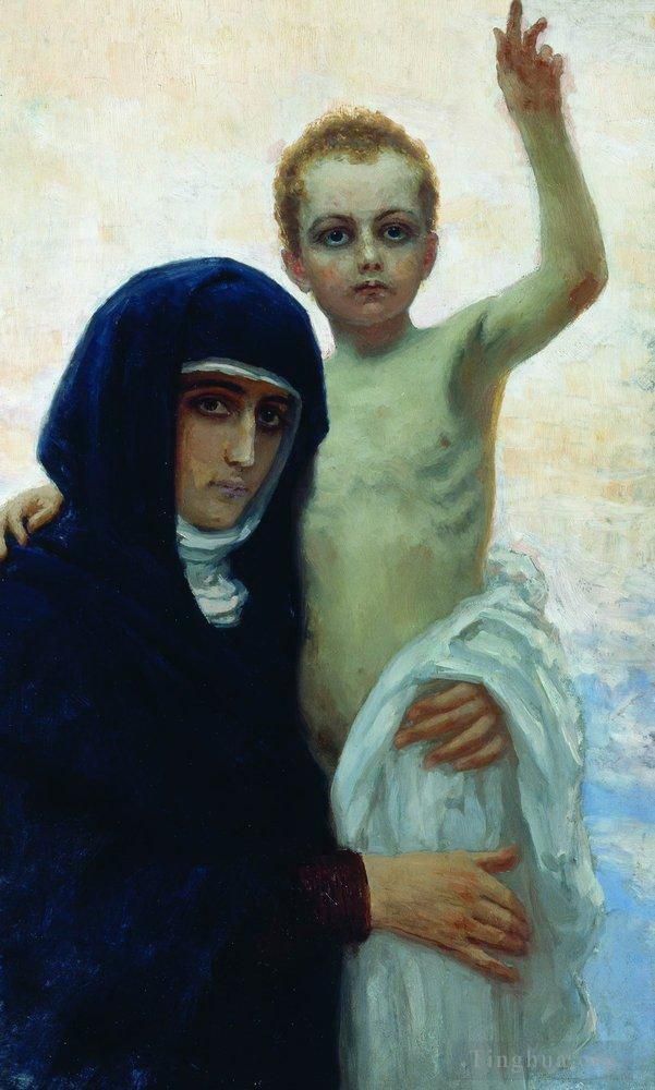 伊里亚·叶菲莫维奇·列宾 的油画作品 -  《麦当娜与孩子,1896》