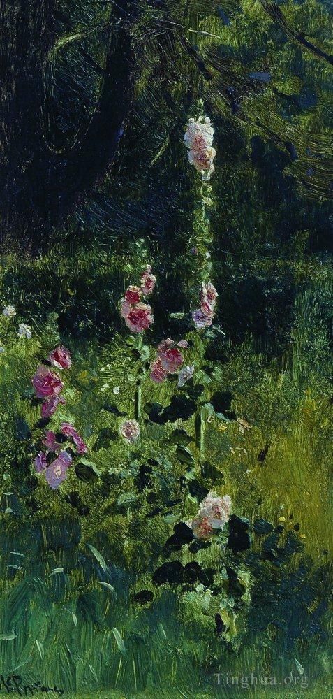 伊里亚·叶菲莫维奇·列宾 的油画作品 -  《锦葵1880》
