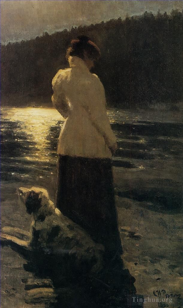 伊里亚·叶菲莫维奇·列宾 的油画作品 -  《月光1896》