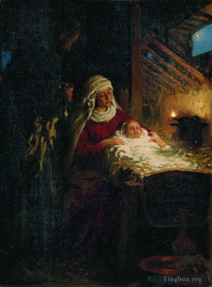 艺术家伊里亚·叶菲莫维奇·列宾作品《1890,年耶稣诞生》