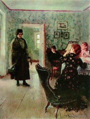 艺术家伊里亚·叶菲莫维奇·列宾作品《预计不会,1898》