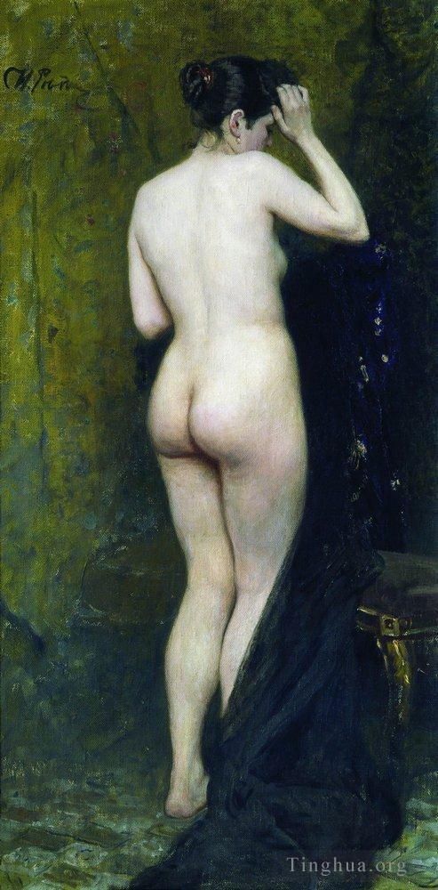 伊里亚·叶菲莫维奇·列宾 的油画作品 -  《裸体模特背后,1896》