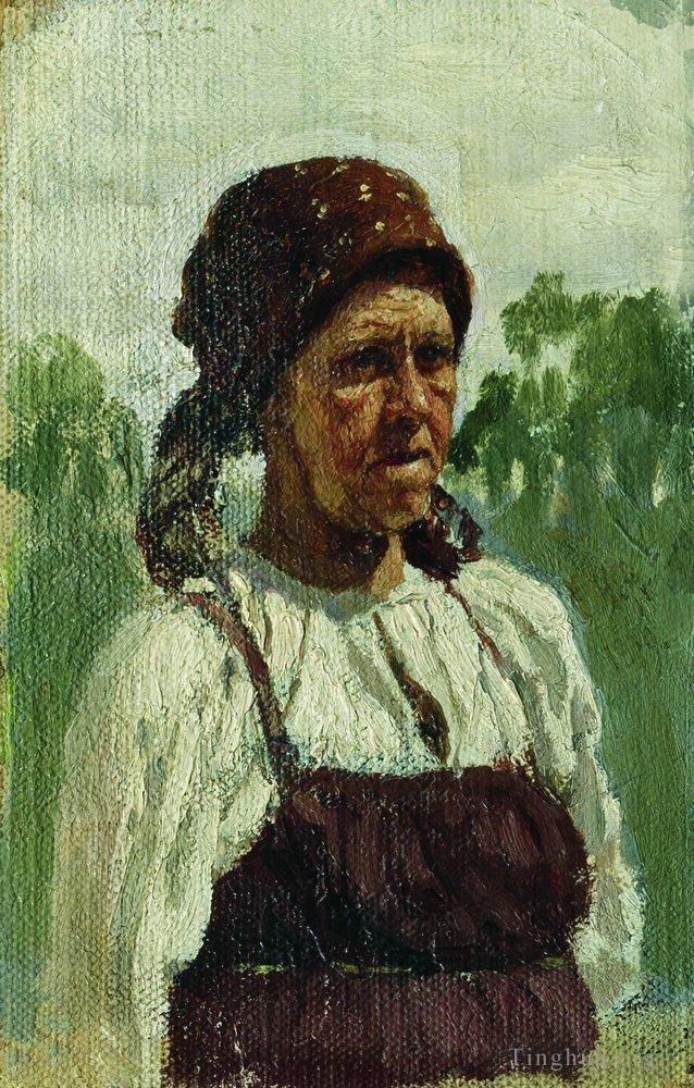 伊里亚·叶菲莫维奇·列宾 的油画作品 -  《老妇人》