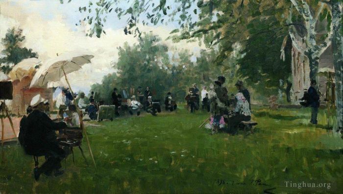 伊里亚·叶菲莫维奇·列宾 的油画作品 -  《论学术小屋1898》
