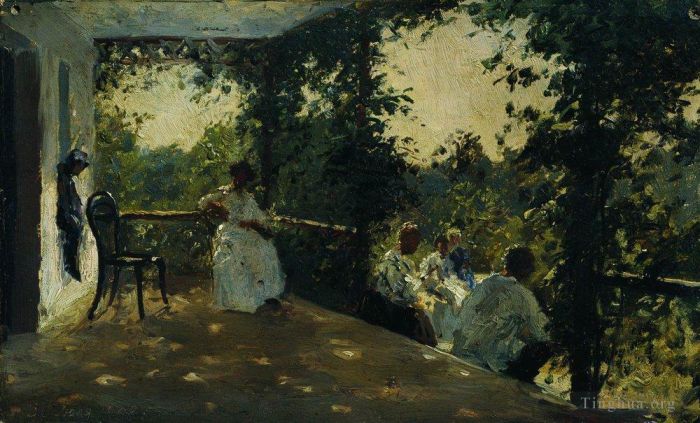 伊里亚·叶菲莫维奇·列宾 的油画作品 -  《露台上,1901》