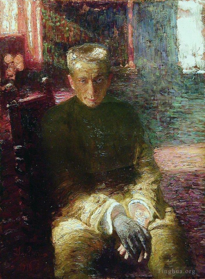 伊里亚·叶菲莫维奇·列宾 的油画作品 -  《亚历山大·克伦斯基肖像,1918》