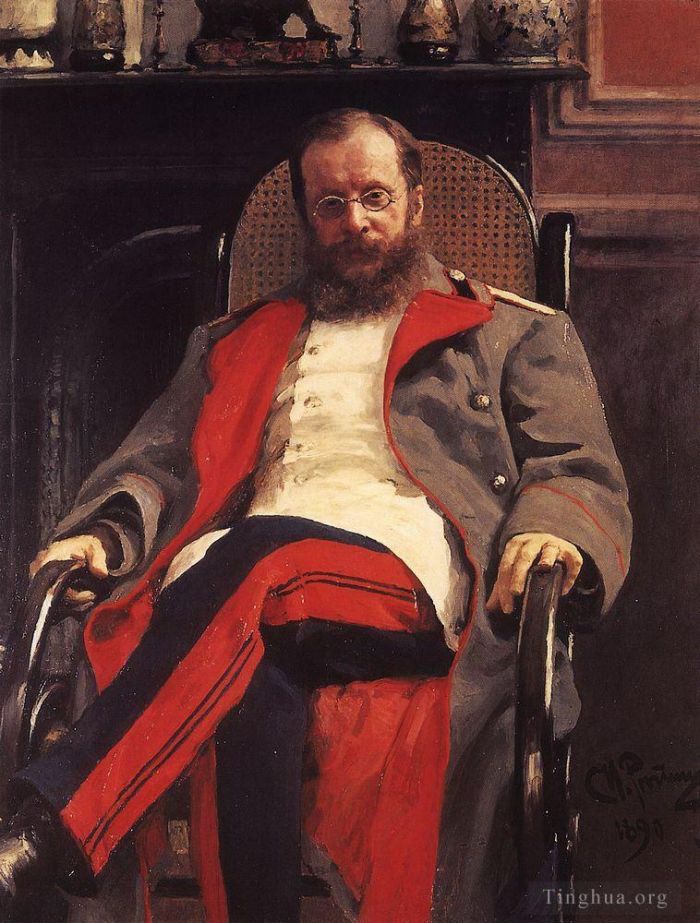 伊里亚·叶菲莫维奇·列宾 的油画作品 -  《作曲家塞萨尔·安东诺维奇·崔的肖像,1890》