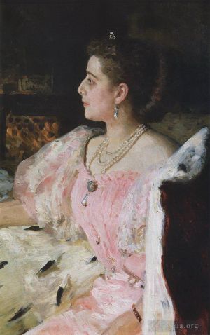 艺术家伊里亚·叶菲莫维奇·列宾作品《娜塔莉亚·戈洛维纳伯爵夫人的肖像,1896》