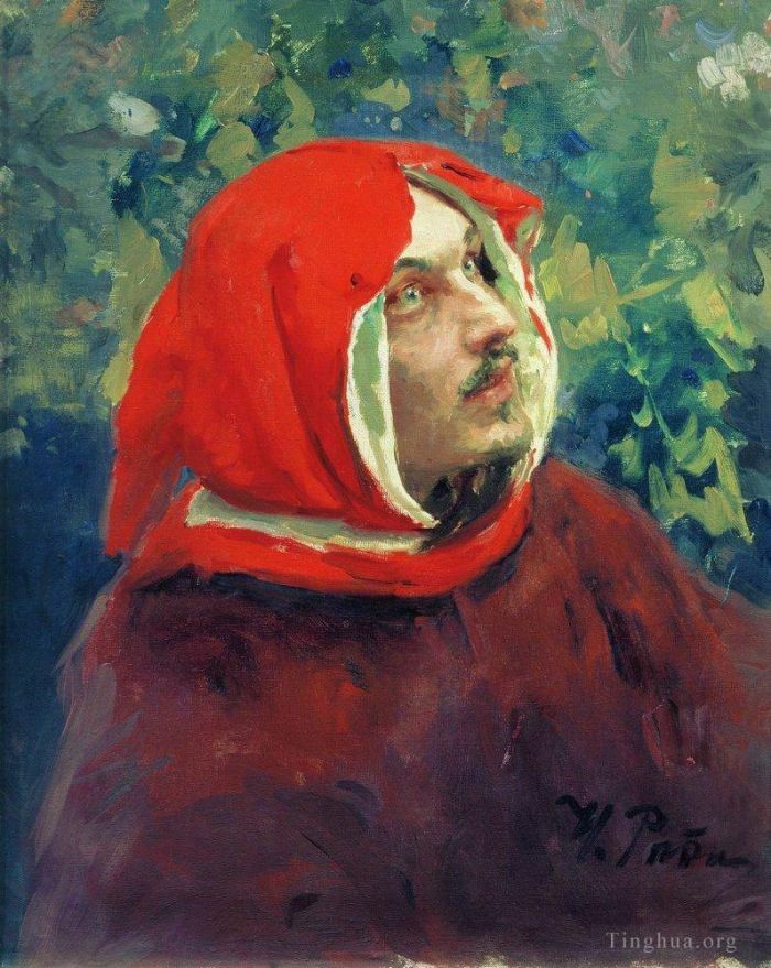 伊里亚·叶菲莫维奇·列宾 的油画作品 -  《但丁的肖像》