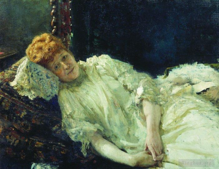 伊里亚·叶菲莫维奇·列宾 的油画作品 -  《路易莎·梅尔西·达·阿尔赞托的肖像,1890》