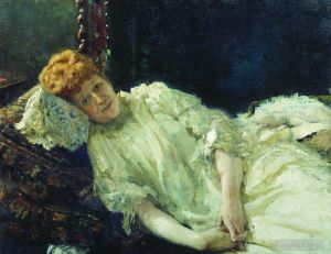 艺术家伊里亚·叶菲莫维奇·列宾作品《路易莎·梅尔西·达·阿尔赞托的肖像,1890》
