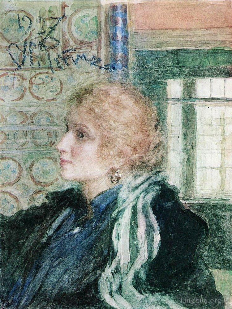 伊里亚·叶菲莫维奇·列宾作品《玛丽亚·克洛普什娜肖像,1925》