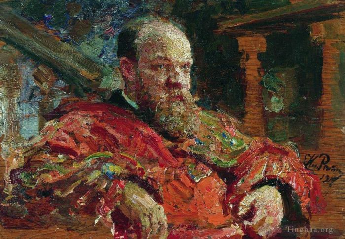 伊里亚·叶菲莫维奇·列宾 的油画作品 -  《nv,delyarov,肖像,1910》