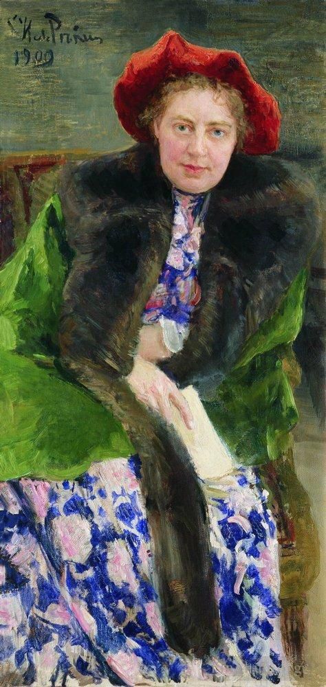 伊里亚·叶菲莫维奇·列宾 的油画作品 -  《娜杰日达·鲍里索芙娜·诺德曼·塞韦洛娃肖像,1909》