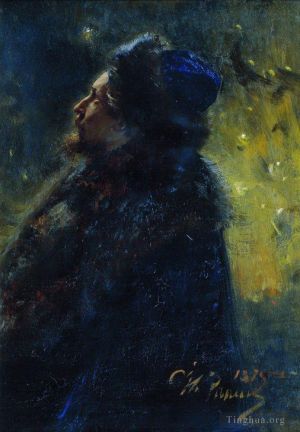 艺术家伊里亚·叶菲莫维奇·列宾作品《画家维克多·米哈伊洛维奇·瓦斯涅佐夫的肖像研究，1875年在水下画萨科》