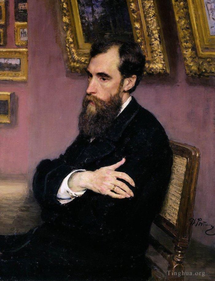 伊里亚·叶菲莫维奇·列宾 的油画作品 -  《特列季亚科夫画廊创始人帕维尔·特列季亚科夫肖像,1883》