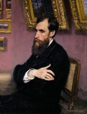 艺术家伊里亚·叶菲莫维奇·列宾作品《特列季亚科夫画廊创始人帕维尔·特列季亚科夫肖像,1883》