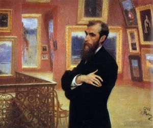 艺术家伊里亚·叶菲莫维奇·列宾作品《特列季亚科夫画廊创始人帕维尔·特列季亚科夫肖像,1901》