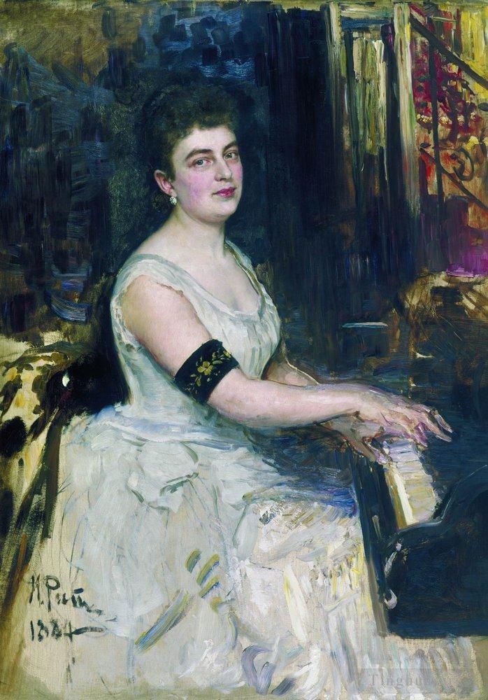 伊里亚·叶菲莫维奇·列宾 的油画作品 -  《钢琴家,mk,benoit,的肖像,1887》