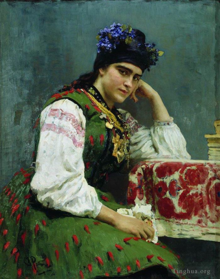 伊里亚·叶菲莫维奇·列宾 的油画作品 -  《索菲娅·德拉戈米罗娃肖像,1889》
